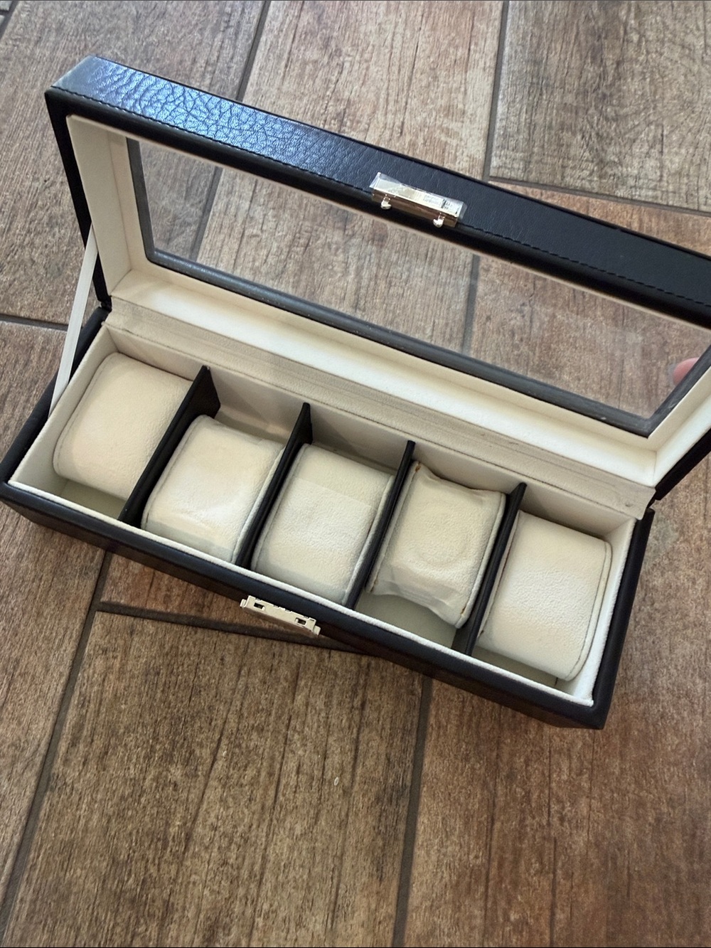 Black Faux Leather 6-Slot Watch Box Watch Holder Case